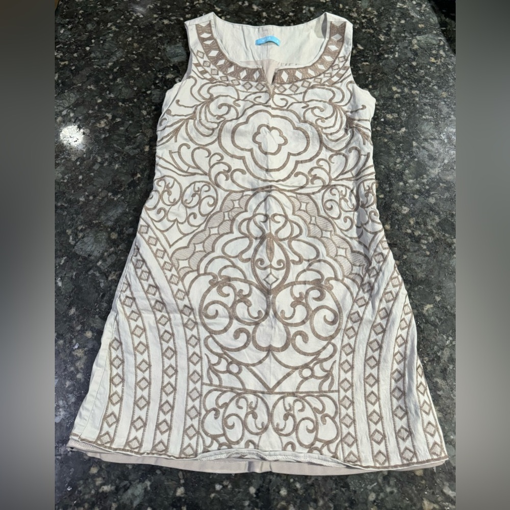Woman’s Size M Whish Embroidered Beige Dress